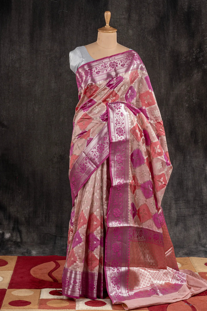 Dusty Pink Chiniya Silk Banarasi Saree