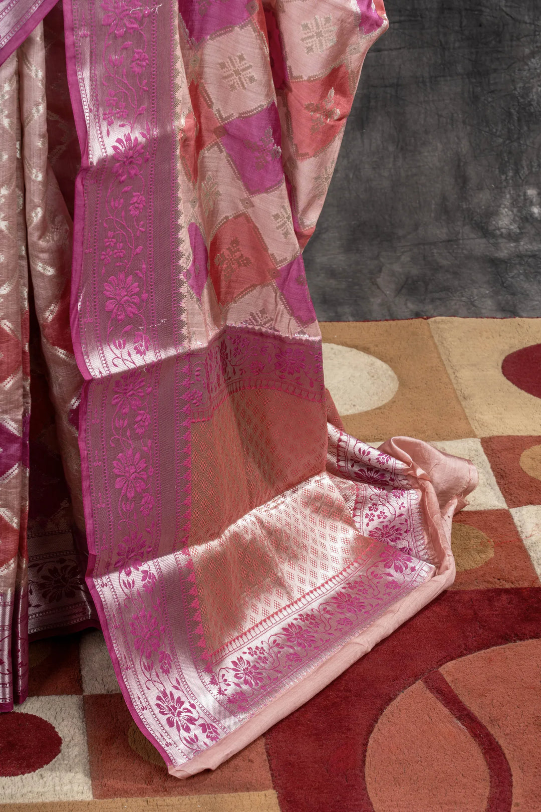 Dusty Pink Chiniya Silk Banarasi Saree_3