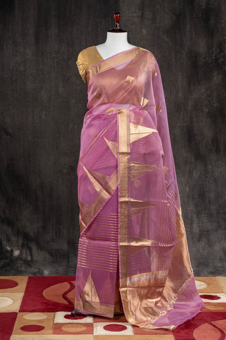 Purple Organza Silk Banarasi Saree