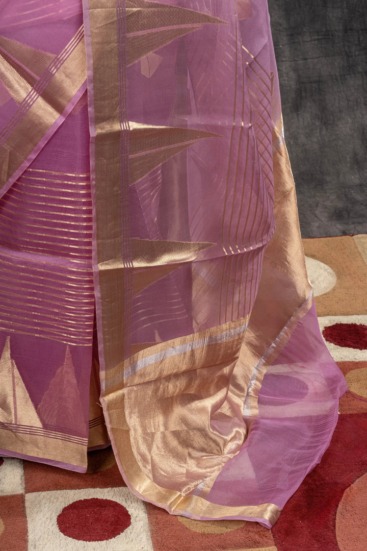 Purple Organza Silk Banarasi Saree