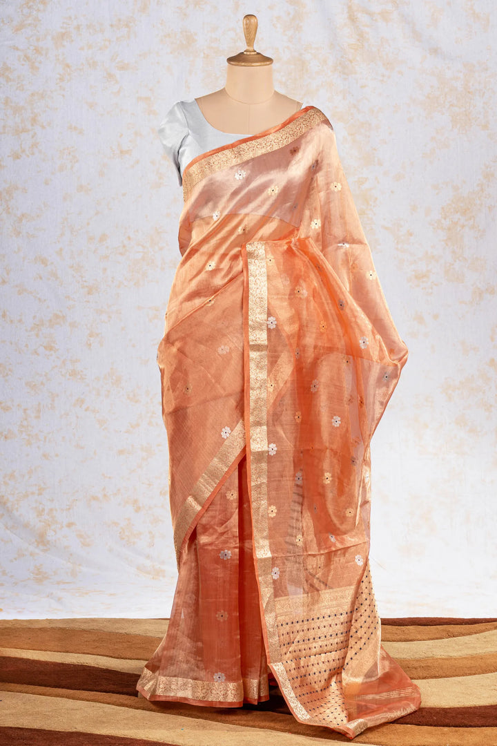 Orange Tissue Silk Banarasi Saree