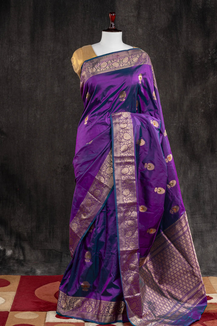 Purple Katan Silk Banarasi Saree