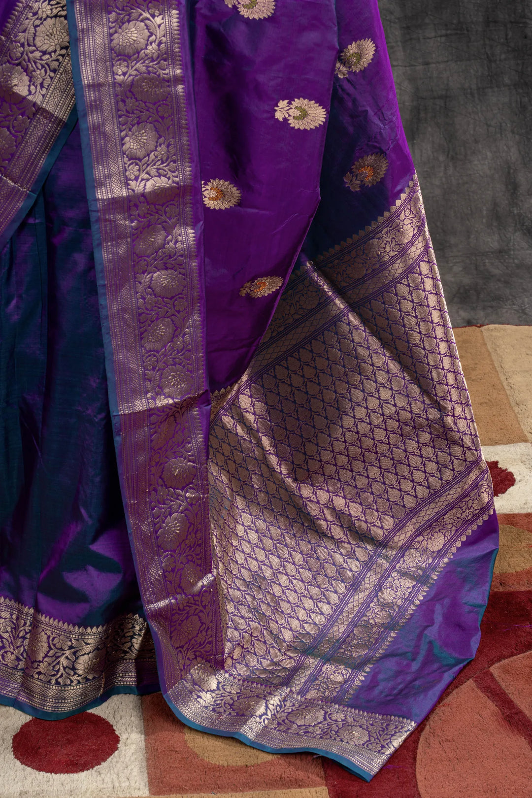 Purple Katan Silk Banarasi Saree_3