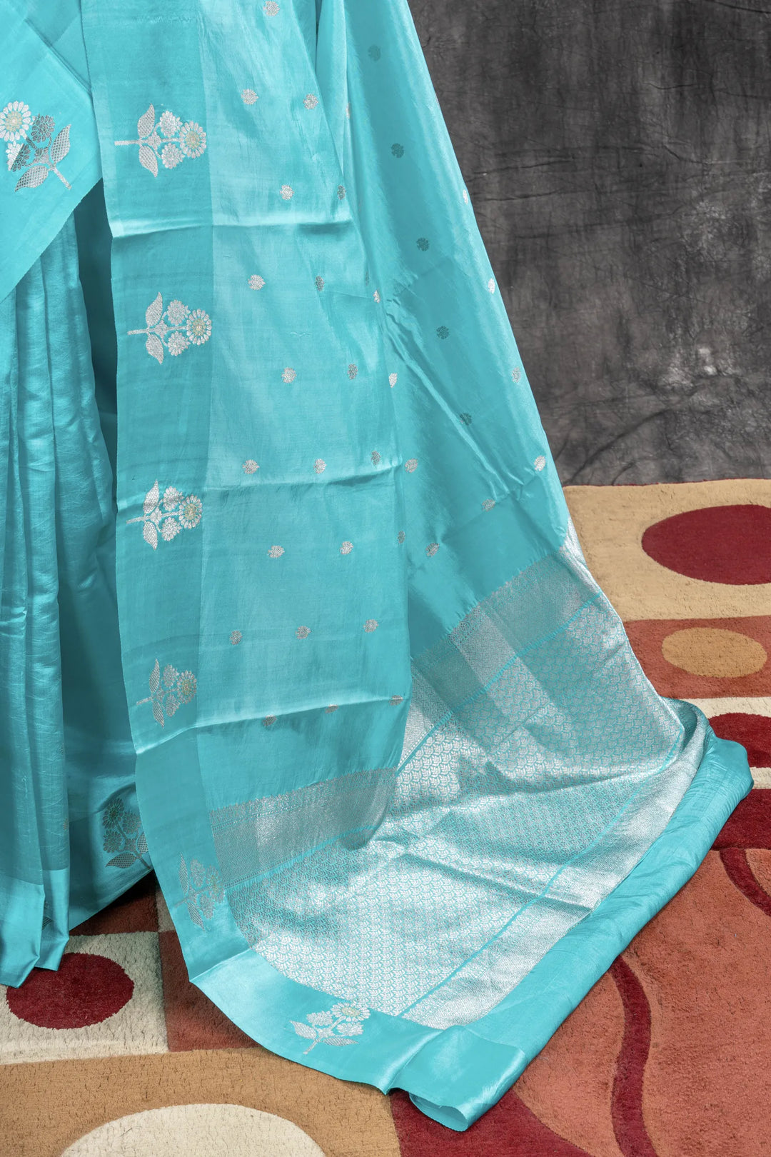 Firozi Katan Silk Banarasi Saree_3