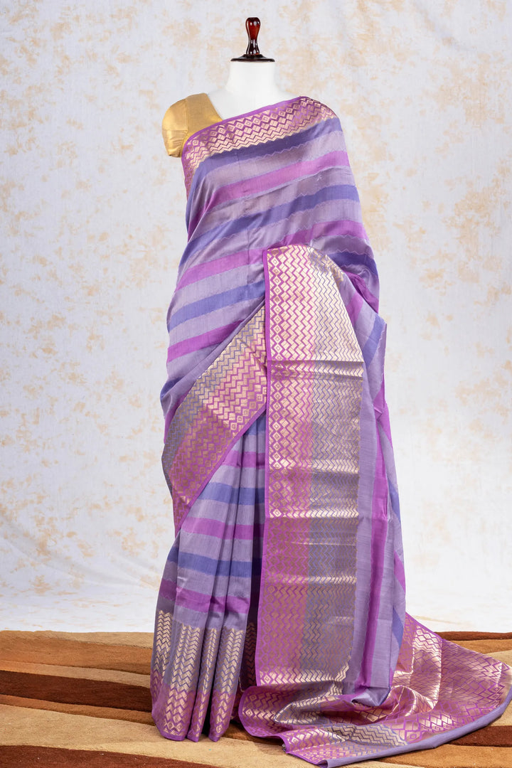 Purple Chiniya Silk Banarasi Saree