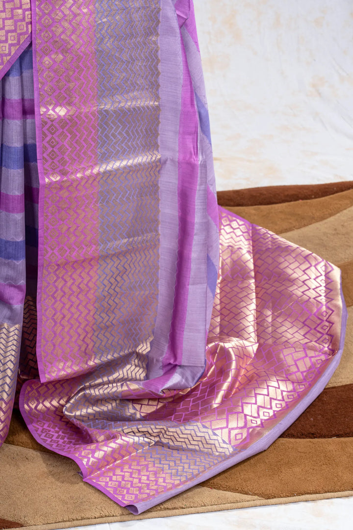 Purple Chiniya Silk Banarasi Saree