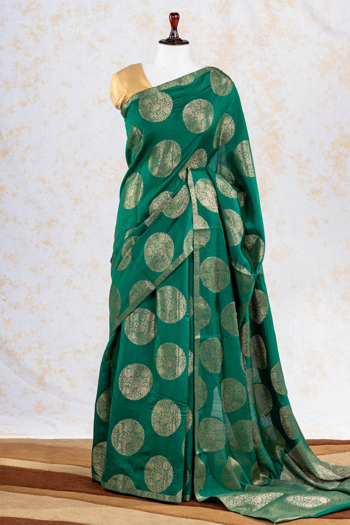 Forest Green Chiniya Silk Banarasi Saree