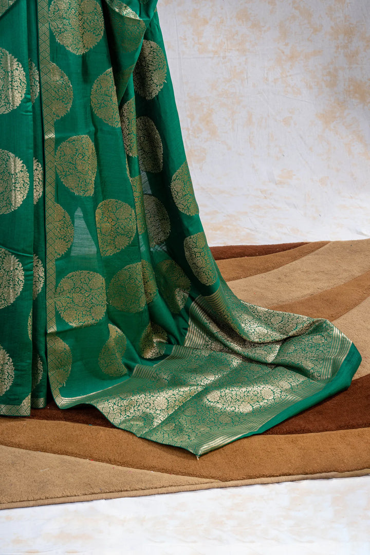 Forest Green Chiniya Silk Banarasi Saree