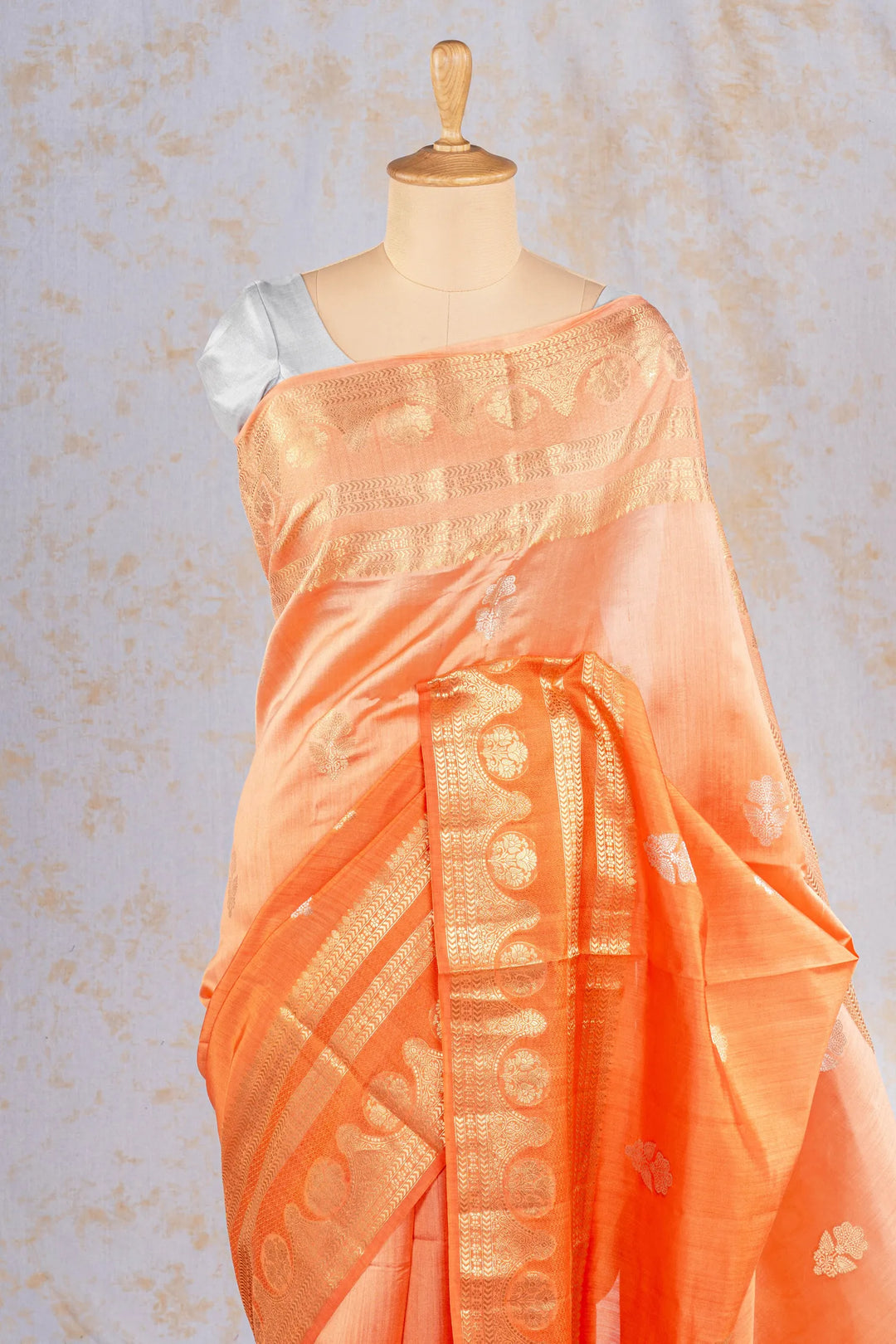 Orange Chiniya Silk Banarasi Saree_2