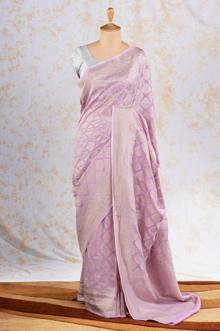 Pink Khaddi Georgette Silk Banarasi Saree