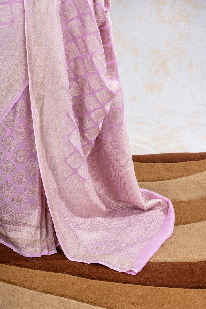 Pink Khaddi Georgette Silk Banarasi Saree