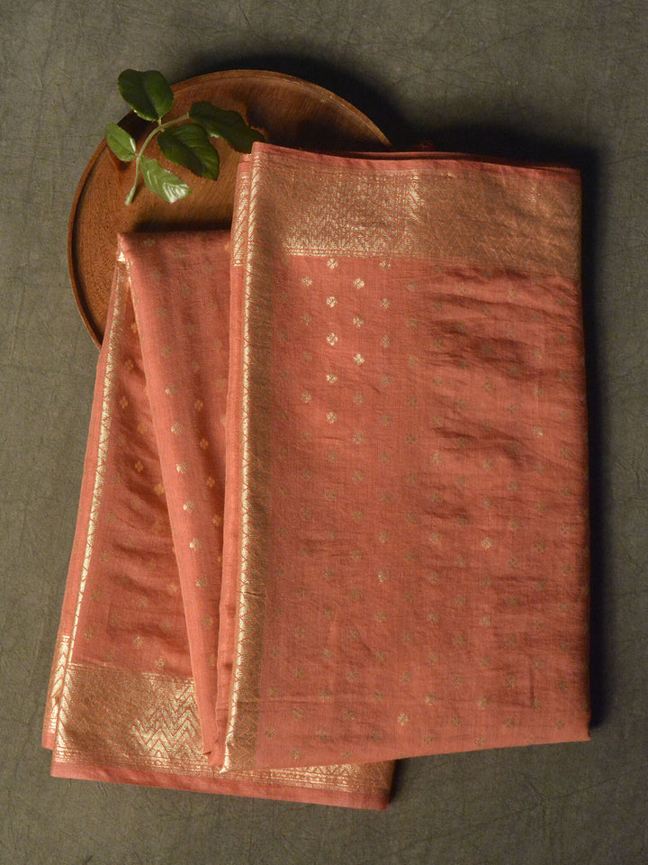 Rust Chanderi Cotton Banarasi Saree SA001RUS