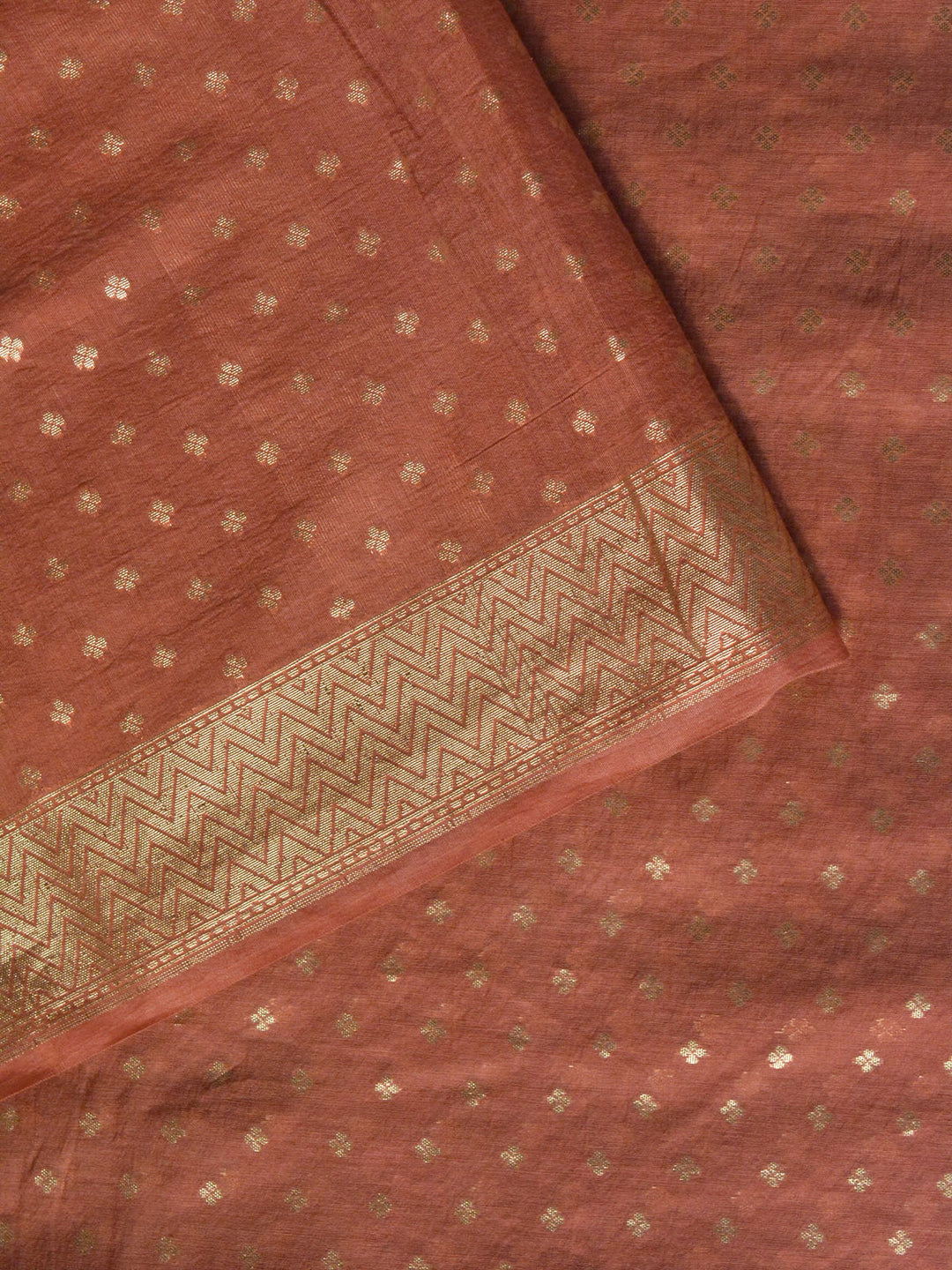 Rust Chanderi Cotton Banarasi Saree SA001RUS_2