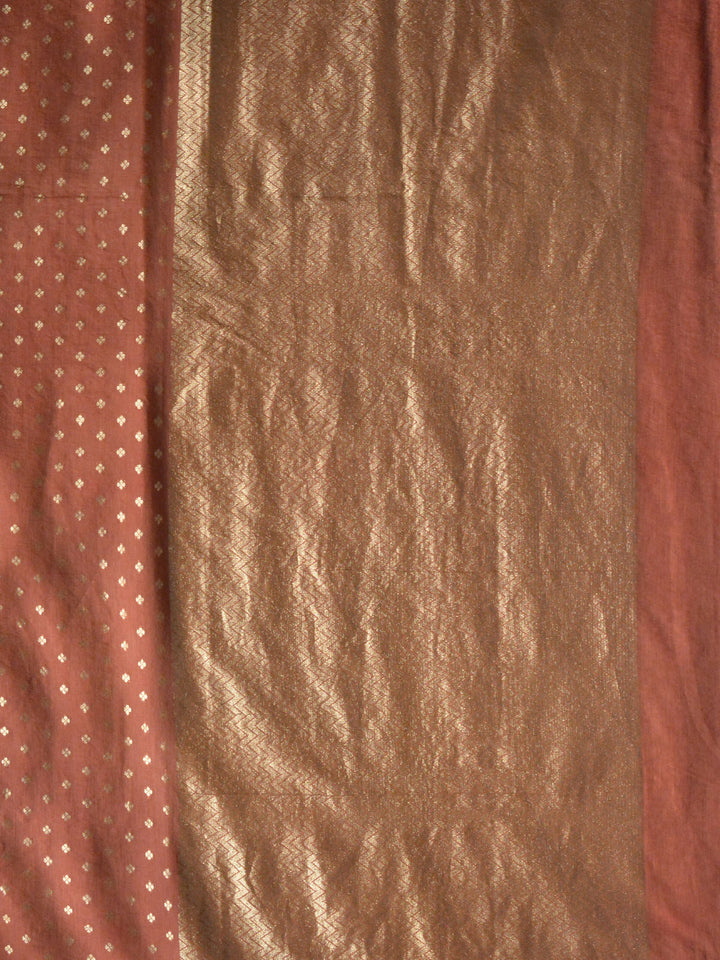 Rust Chanderi Cotton Banarasi Saree SA001RUS