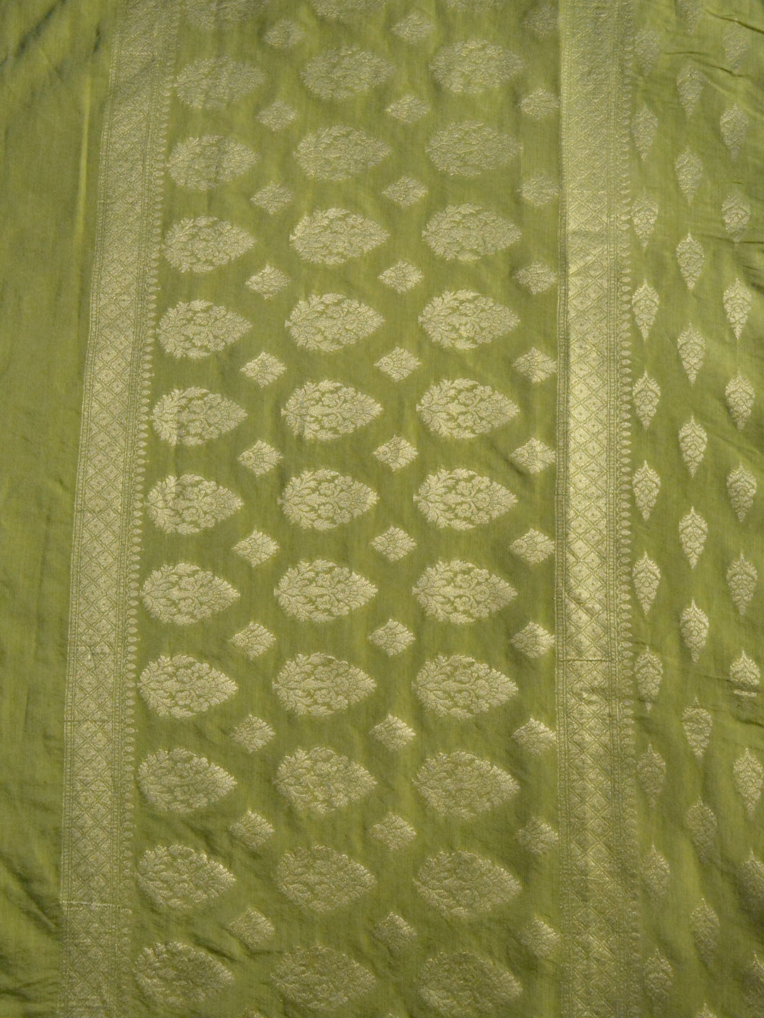 Green Chanderi Cotton Banarasi Saree SA005GRN_3