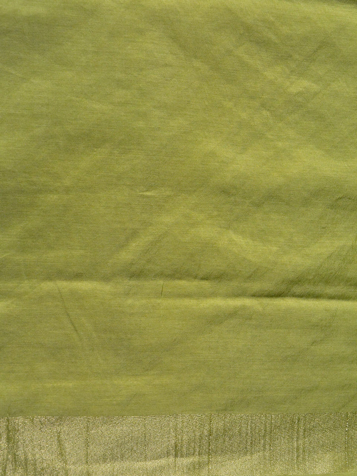 Green Chanderi Cotton Banarasi Saree SA005GRN