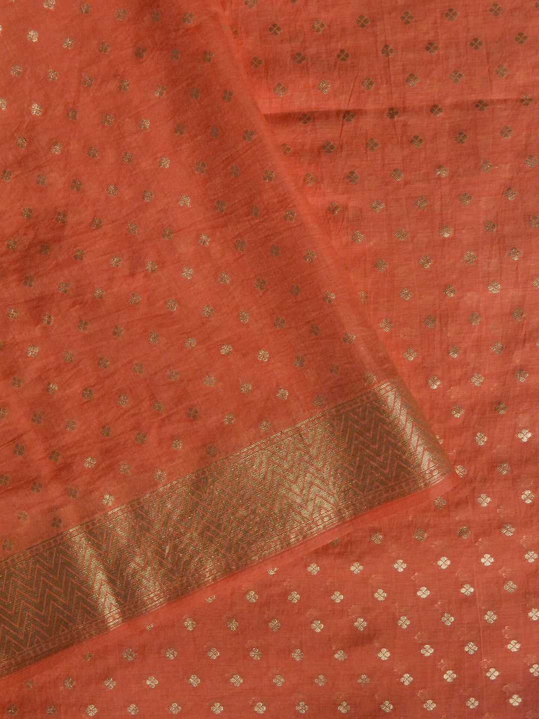 Peach Pink Chanderi Cotton Banarasi Saree SA009PNK_2