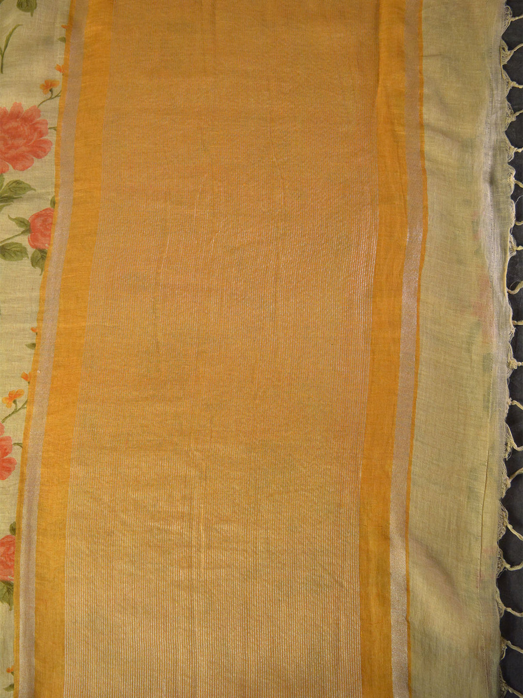 Yellow Linen Silk Banarasi Saree SA064YLW_3