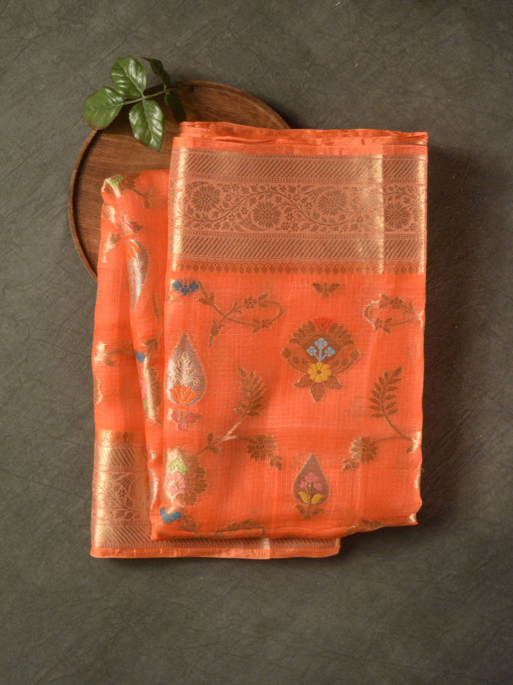 Fanta Orange Katan Kota Silk Banarasi Saree SA101ORA