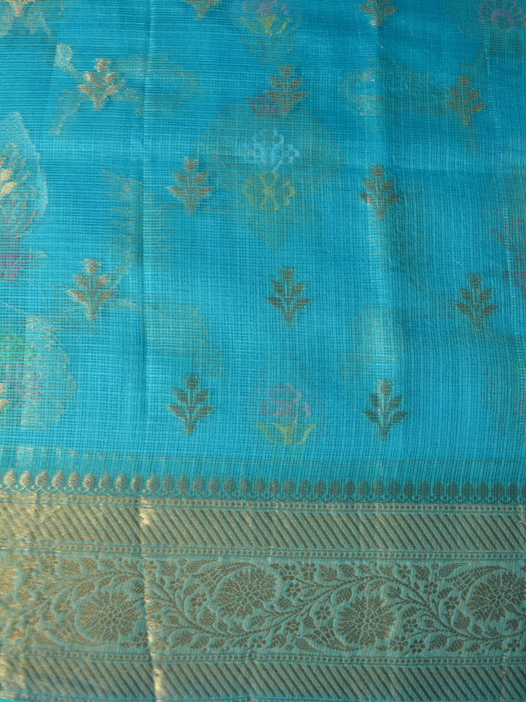 Blue Katan Kota Silk Banarasi Saree SA102BLU_5