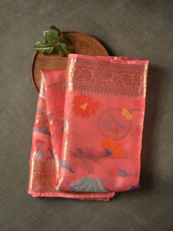 Pink Katan Kota Silk Banarasi Saree SA106PNK