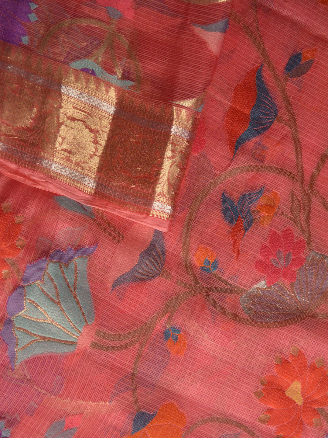 Pink Katan Kota Silk Banarasi Saree SA106PNK_2