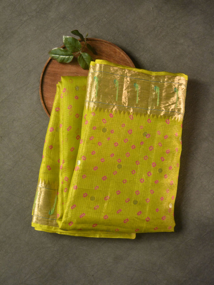 Mehendi Green Katan Kota Silk Banarasi Saree SA135GRN