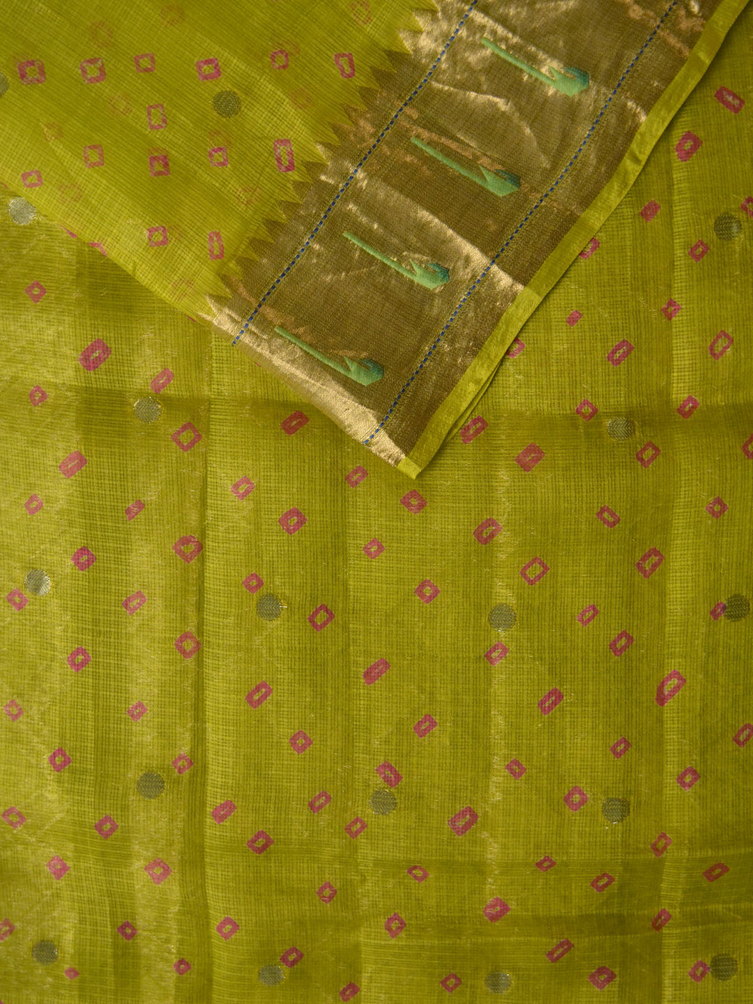 Mehendi Green Katan Kota Silk Banarasi Saree SA135GRN_2