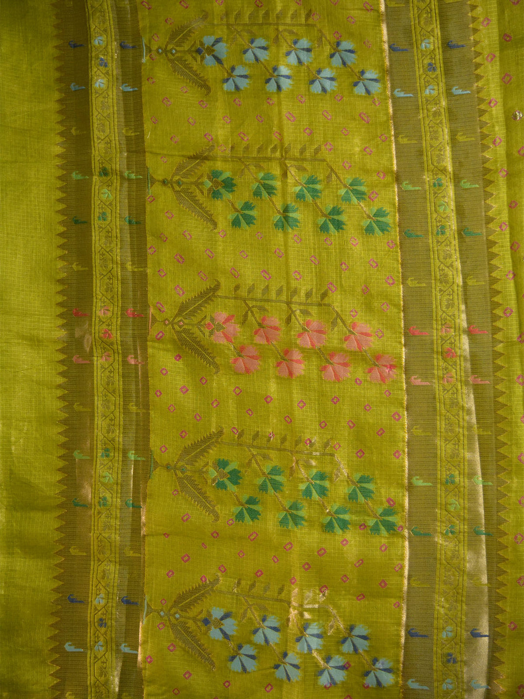 Mehendi Green Katan Kota Silk Banarasi Saree SA135GRN_3