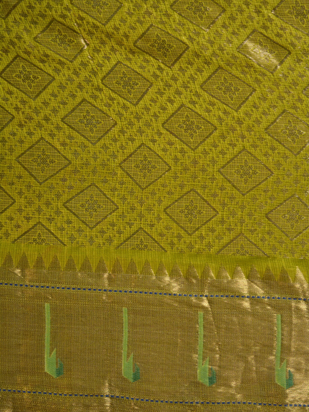 Mehendi Green Katan Kota Silk Banarasi Saree SA135GRN_5