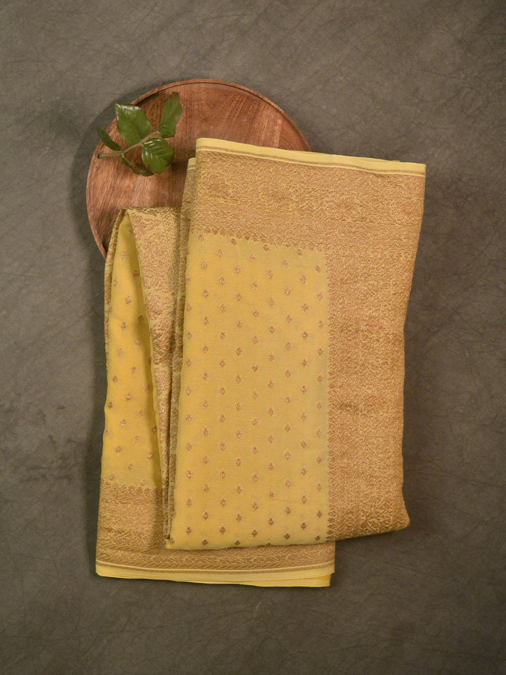 Butter Yellow Shaded Khaddi Georgette Silk Banarasi Saree SA174YLW