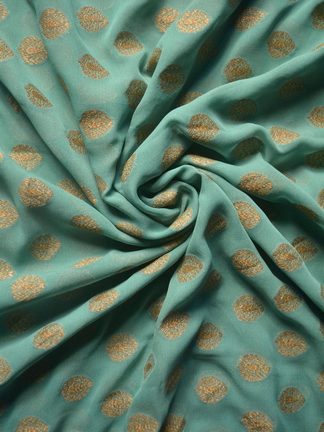 Sea Green Khaddi Georgette Silk Banarasi Saree SA178GRN_4