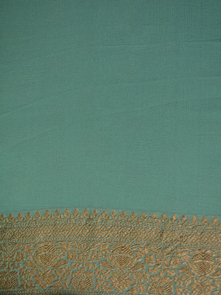 Sea Green Khaddi Georgette Silk Banarasi Saree SA178GRN