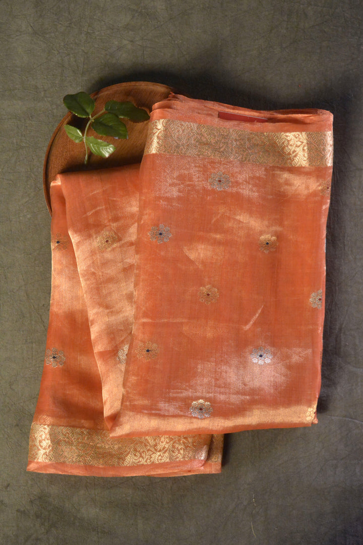 Orange Tissue Silk Banarasi Saree SA188ORA