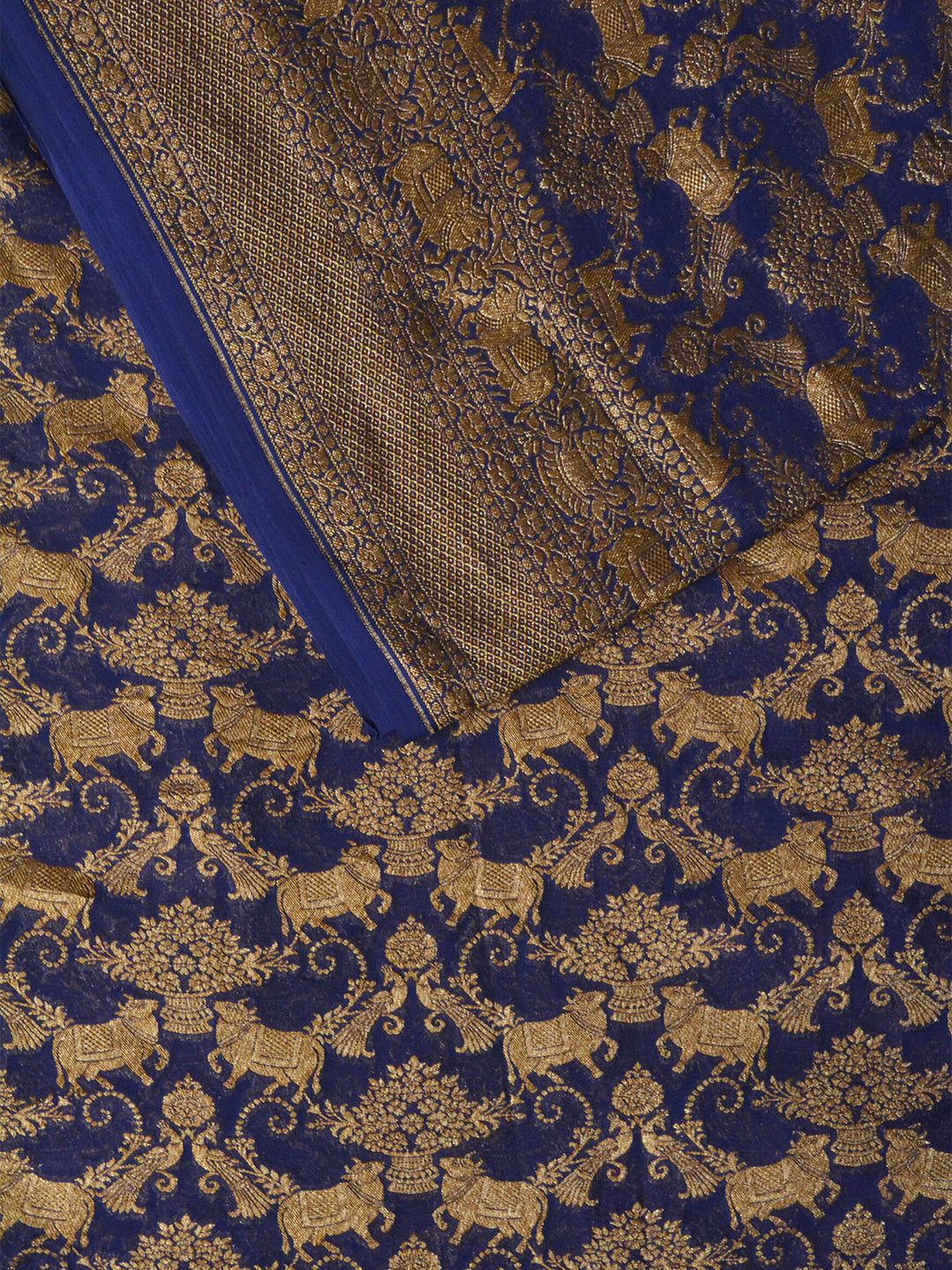 Royal Blue Khaddi Georgette Silk Banarasi Saree SA203BLU_2