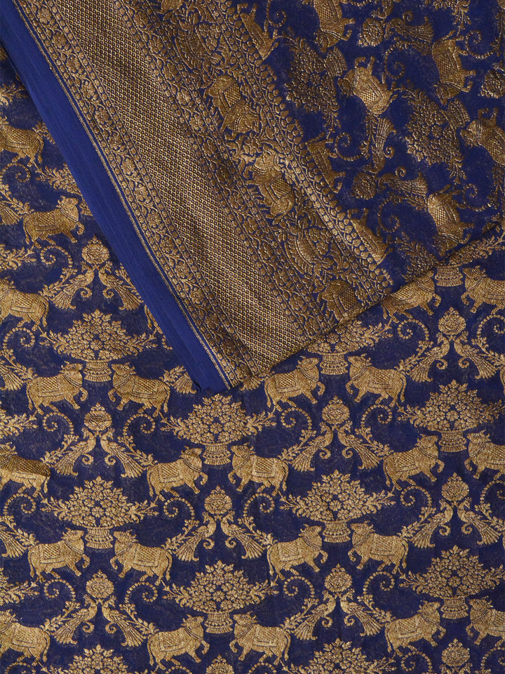 Royal Blue Khaddi Georgette Silk Banarasi Saree SA203BLU