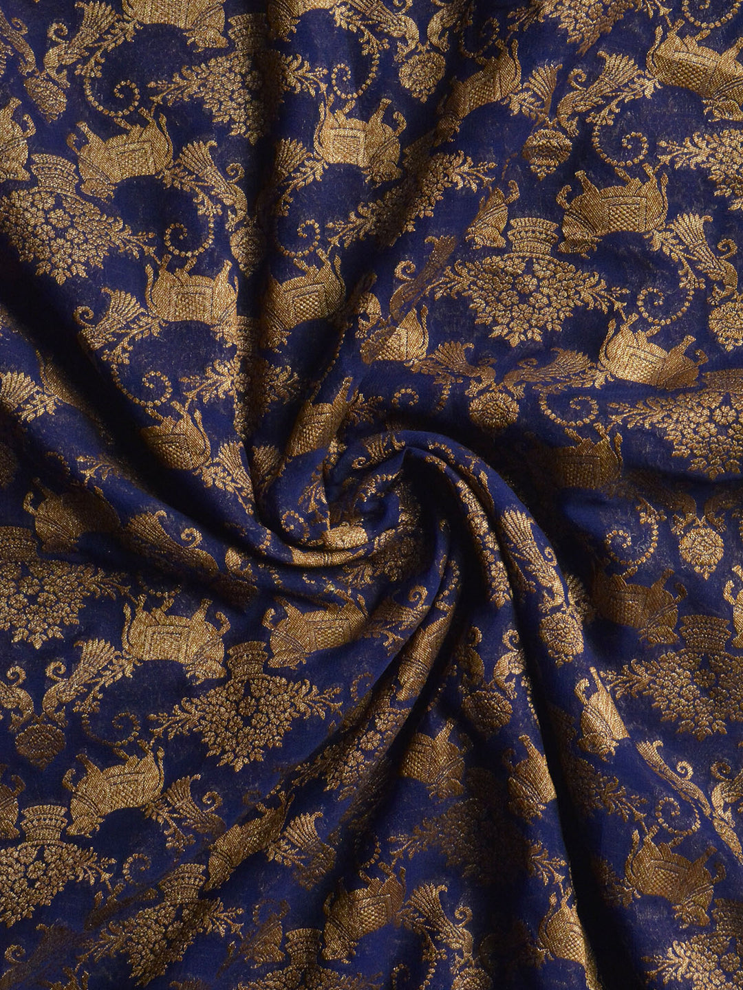 Royal Blue Khaddi Georgette Silk Banarasi Saree SA203BLU_4