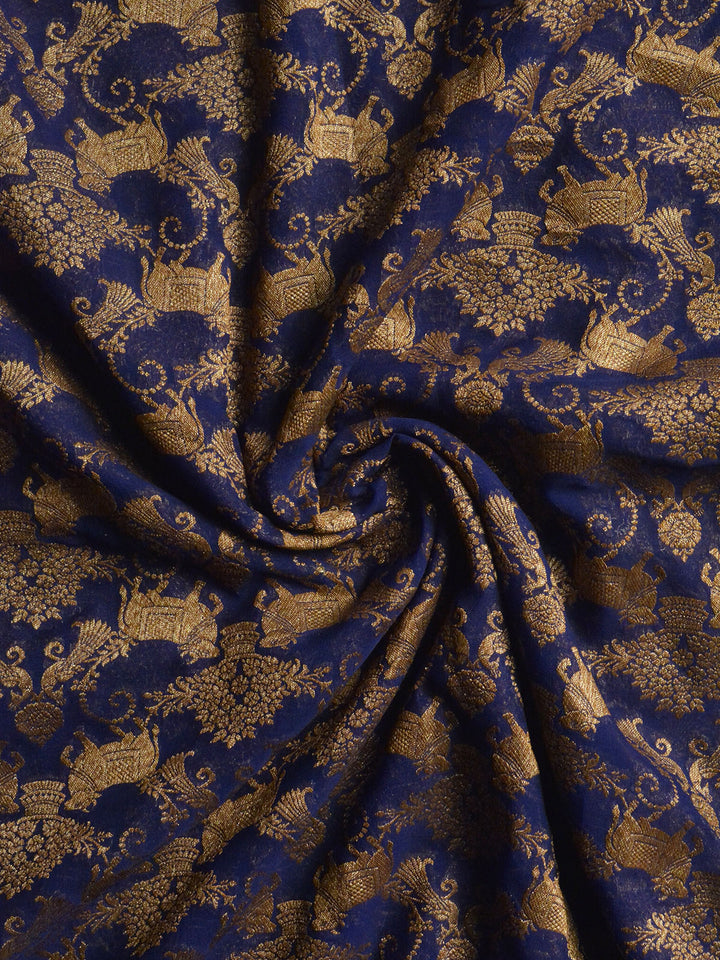 Royal Blue Khaddi Georgette Silk Banarasi Saree SA203BLU