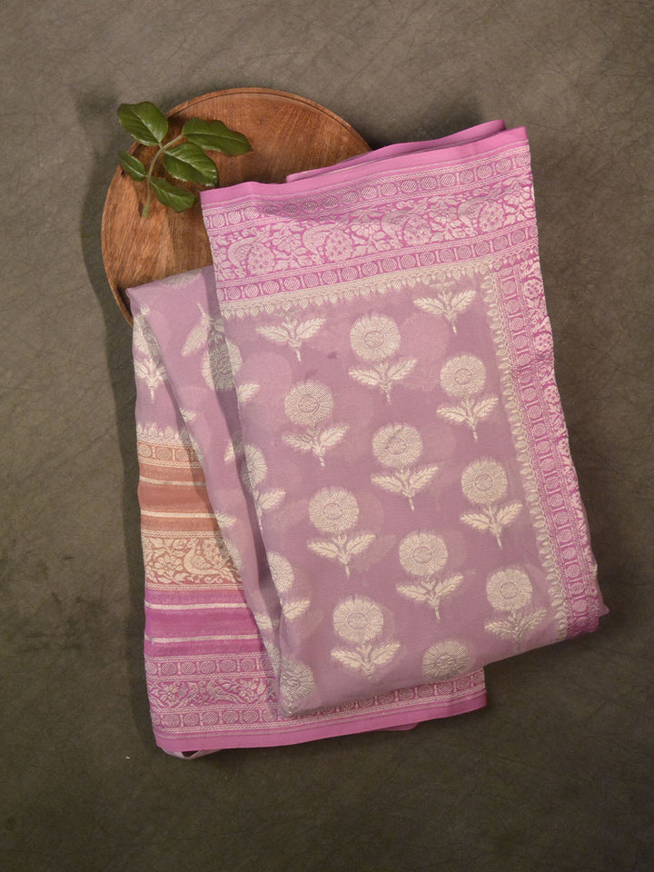 Lavender Khaddi Georgette Silk Banarasi Saree SA222PUR