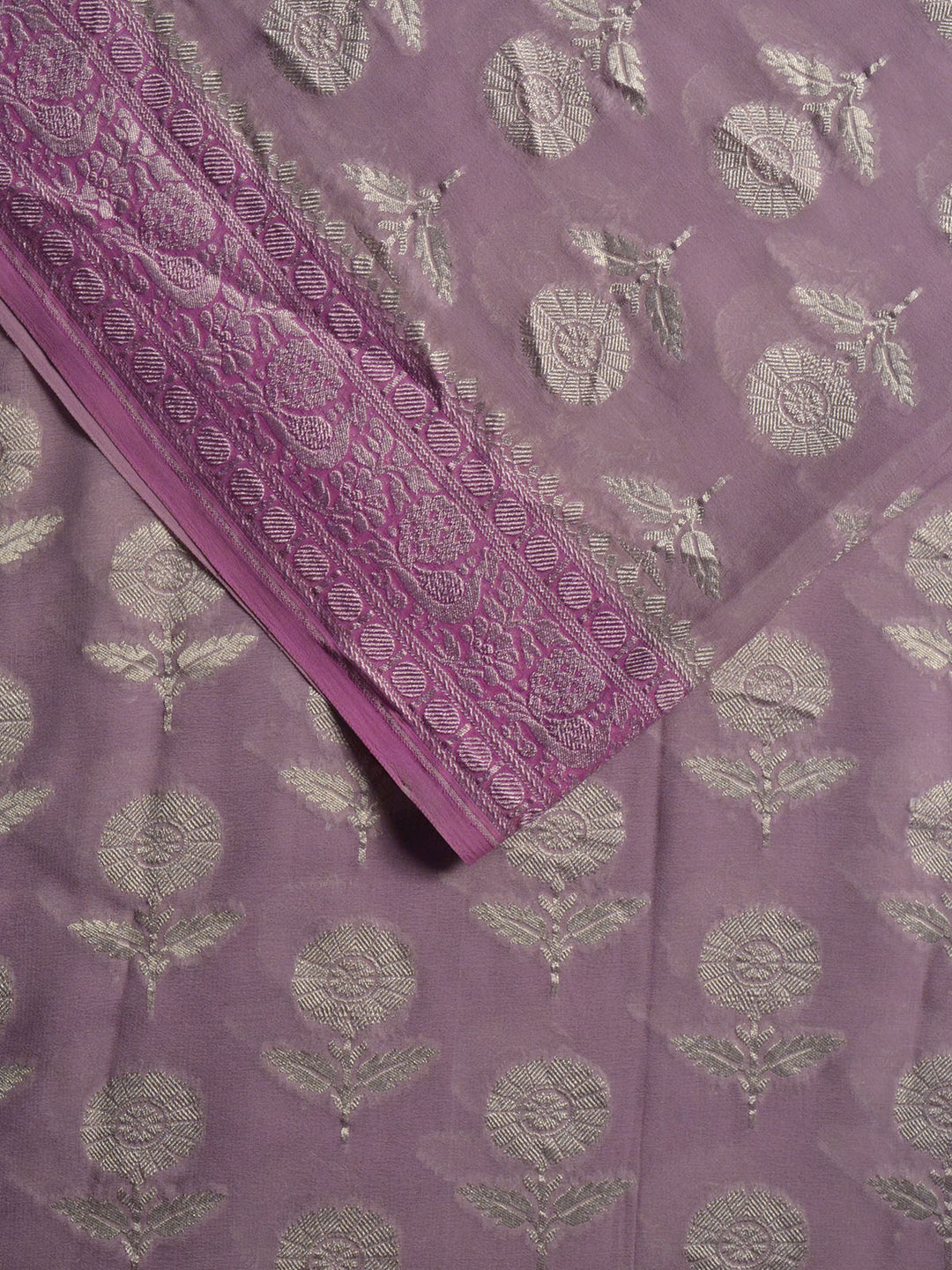 Lavender Khaddi Georgette Silk Banarasi Saree SA222PUR_2