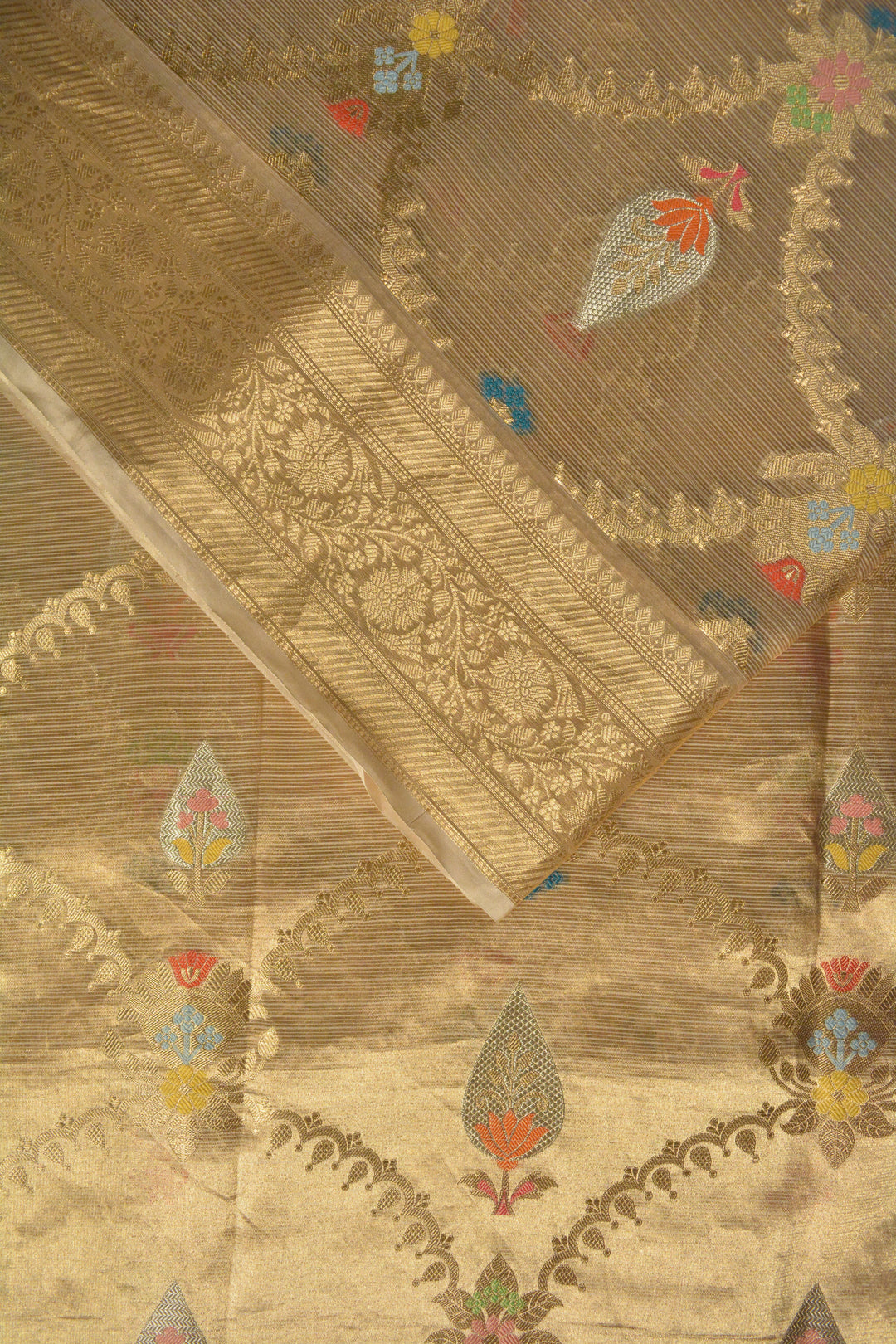 Gold Tissue Silk Banarasi Saree SA233GLD_2