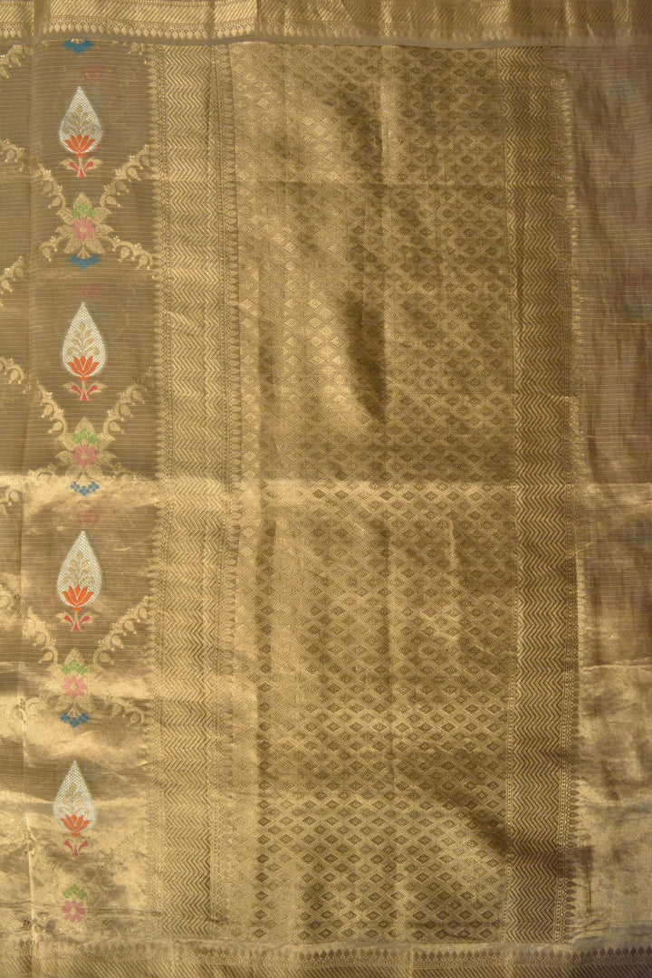 Gold Tissue Silk Banarasi Saree SA233GLD