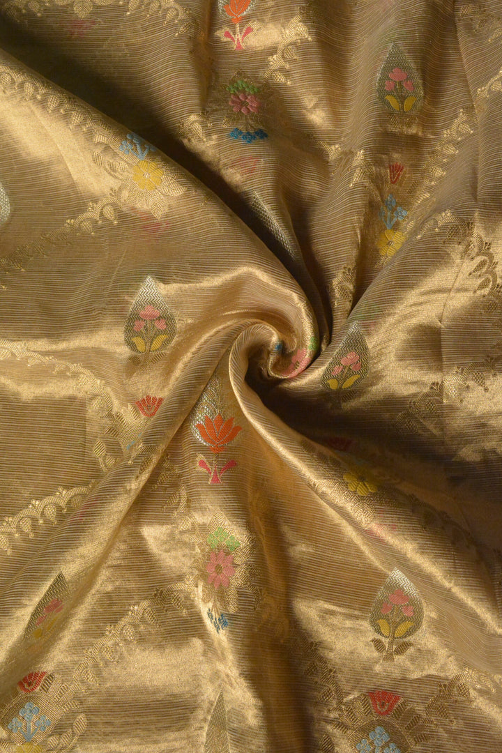 Gold Tissue Silk Banarasi Saree SA233GLD