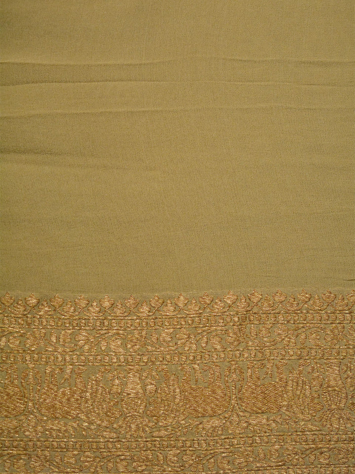 Sage Green Khaddi Georgette Silk Banarasi Saree SA274GRN