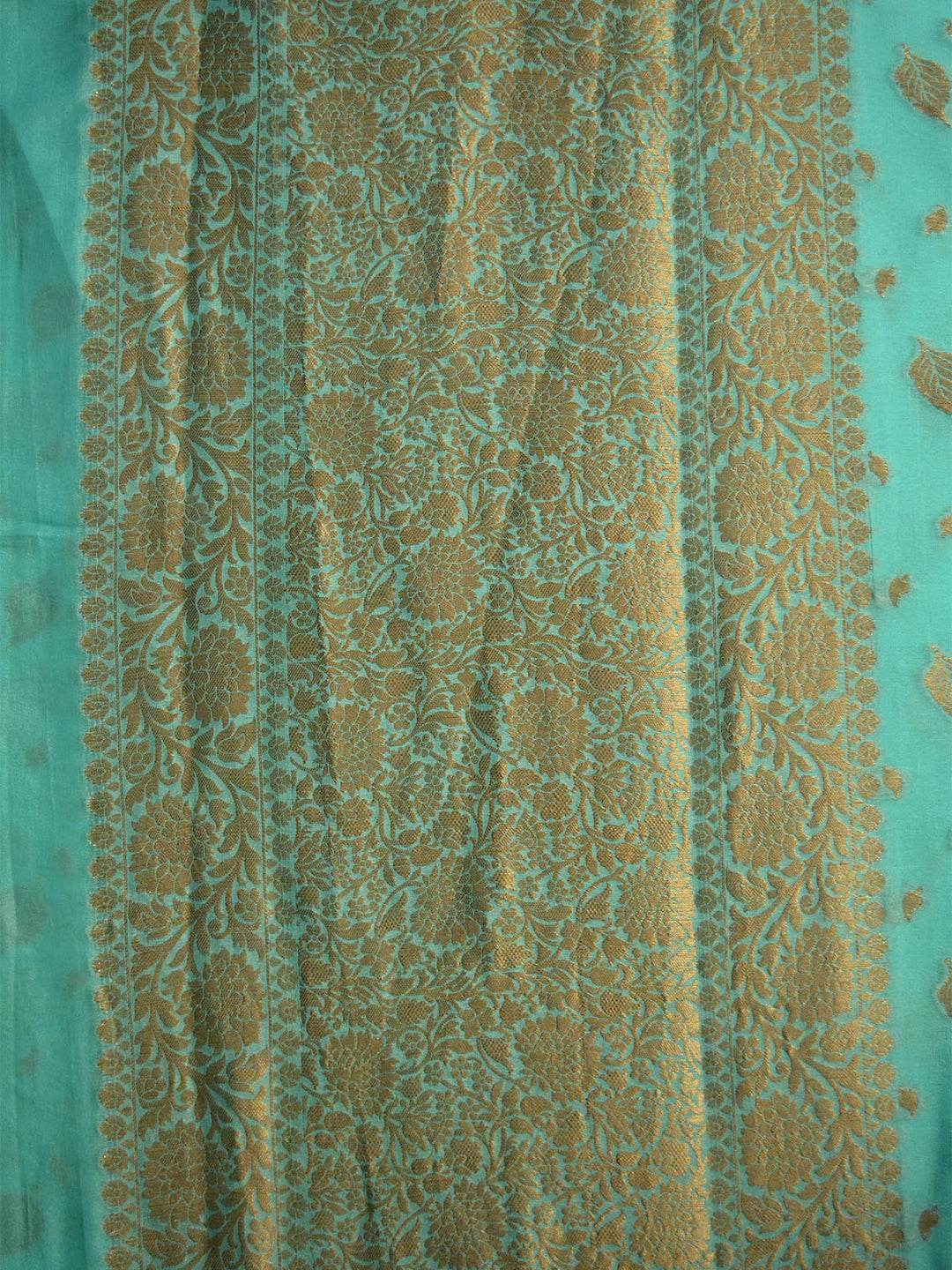 Firozi Khaddi Chiffon Silk Banarasi Saree SA279FIR_2