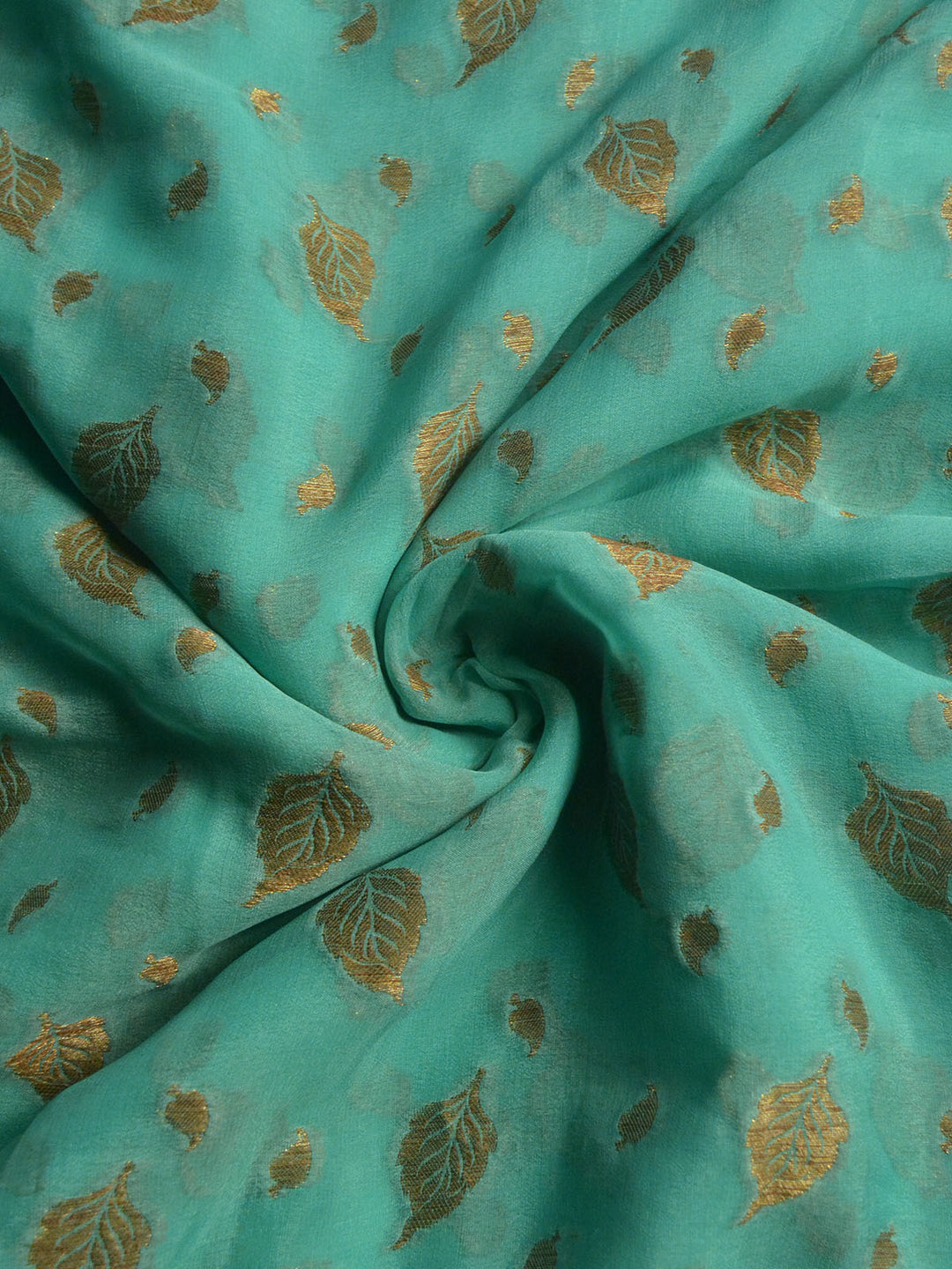 Firozi Khaddi Chiffon Silk Banarasi Saree SA279FIR_3