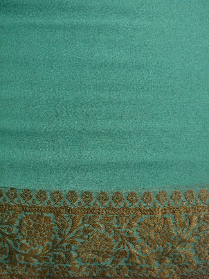 Firozi Khaddi Chiffon Silk Banarasi Saree SA279FIR