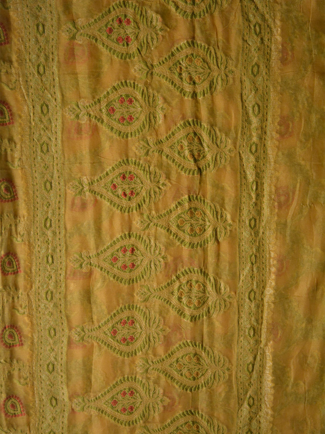 Ochre Yellow Khaddi Chiffon Silk Banarasi Saree SA281YLW_3