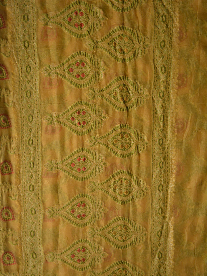 Ochre Yellow Khaddi Chiffon Silk Banarasi Saree SA281YLW