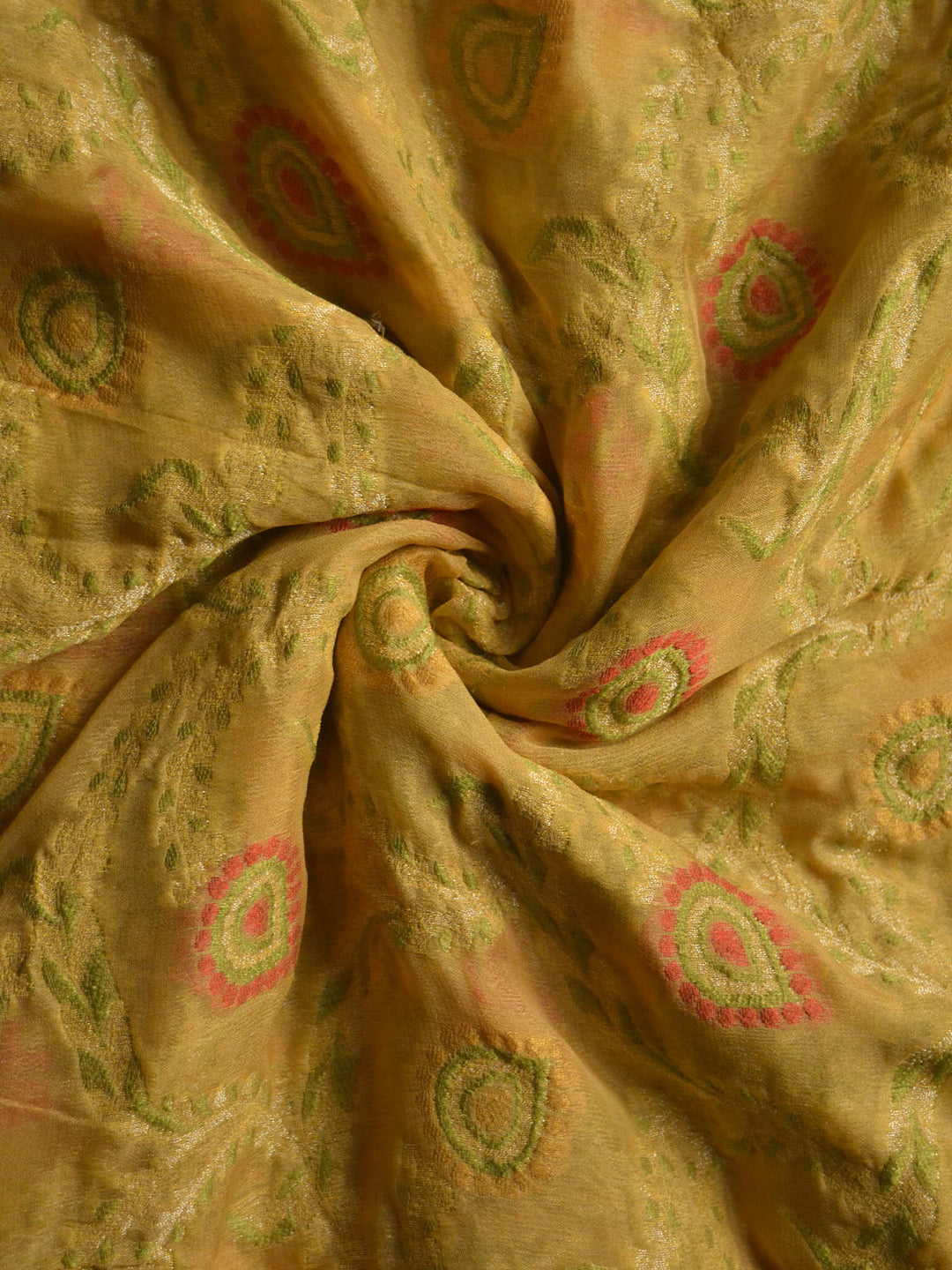 Ochre Yellow Khaddi Chiffon Silk Banarasi Saree SA281YLW_4